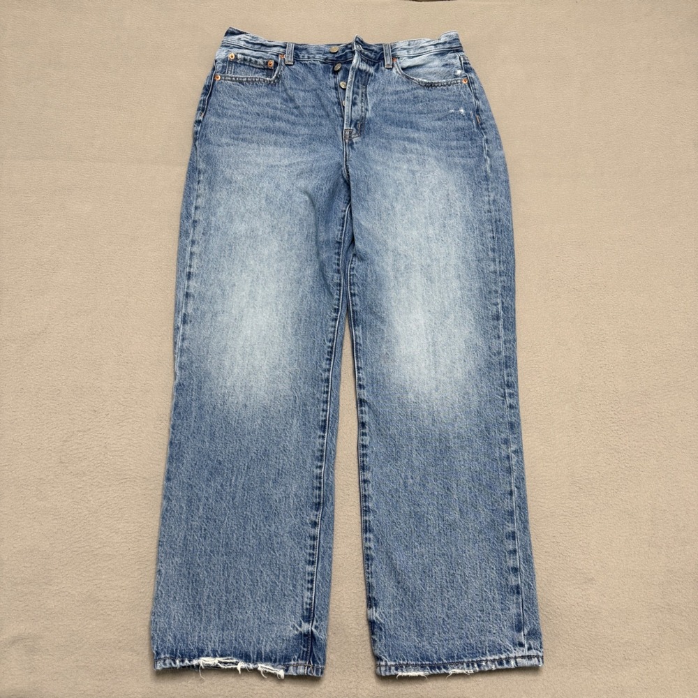 Pistola Jeans Women 31 Blue High Rise Wide Leg Distressed Button Fly Denim